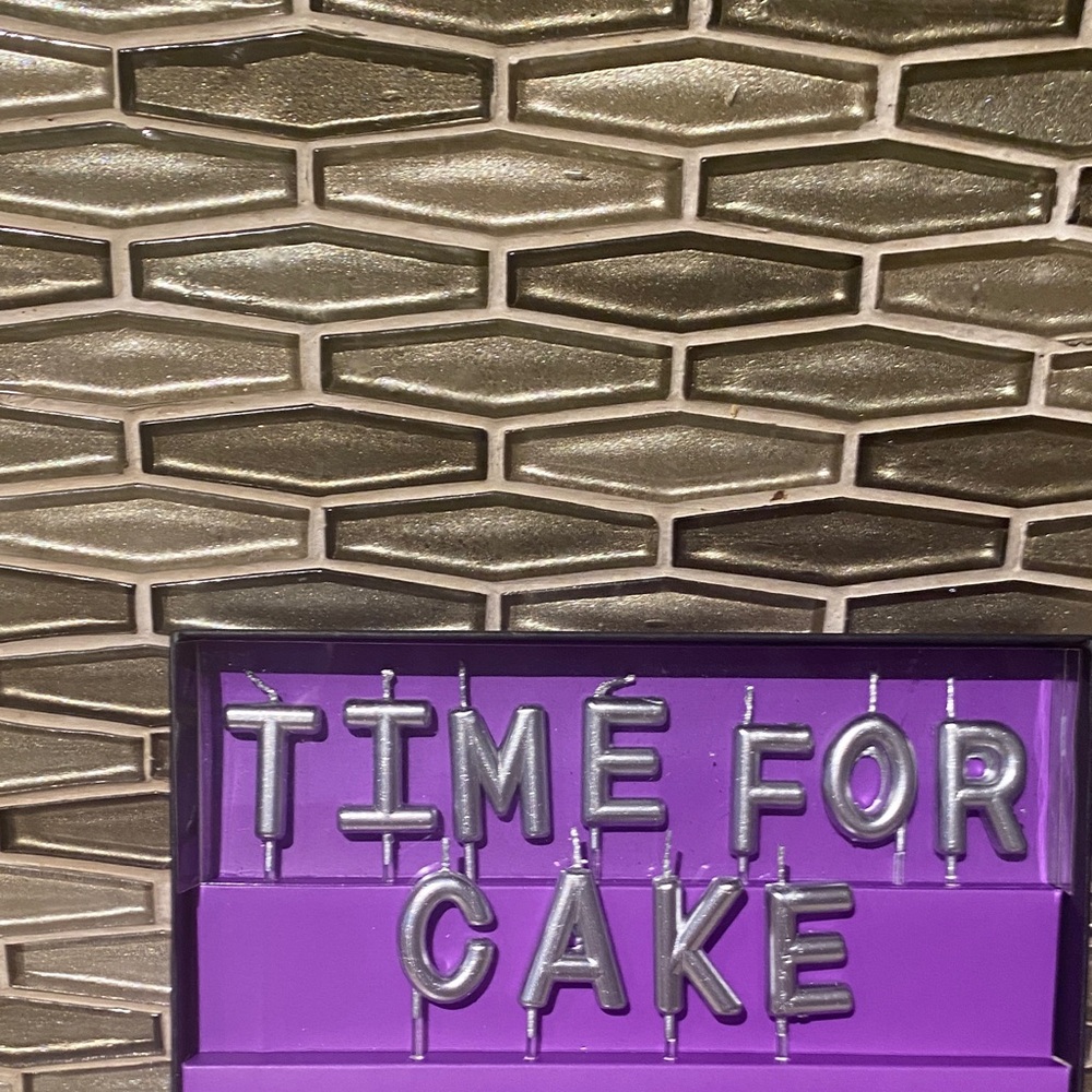 Purple Sign with Silver Letters and decorative cupcake Toppers